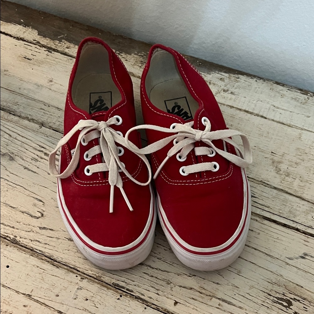 Vans Red Canvas Low-Top Sneakers with White Accents